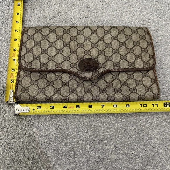#6 Gucci Vintage GG Supreme PVC Brown Clutch USED SOLD AS IS! LIVE SHOW! - Picture 16 of 16